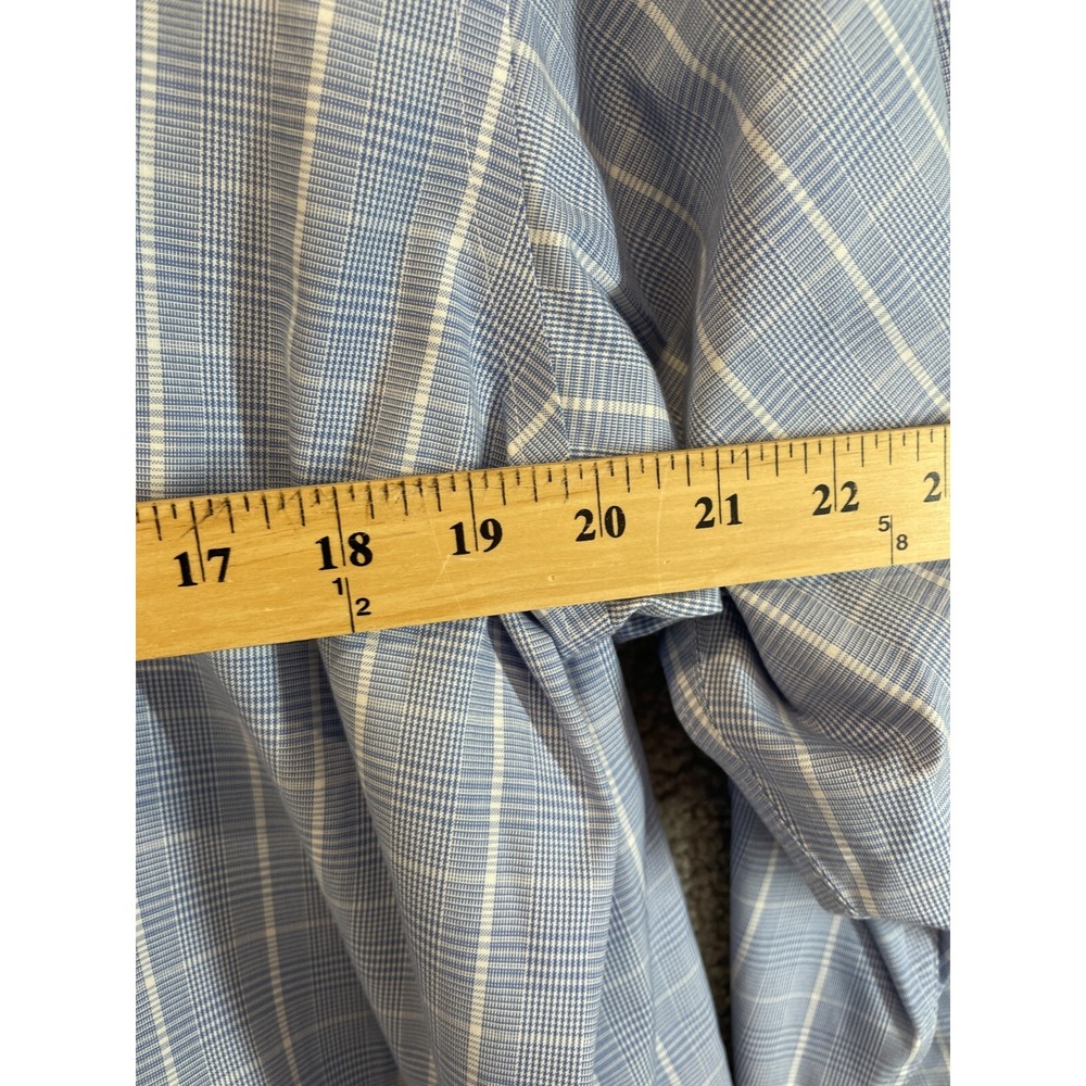 Roundtree & Yorke Gold Label Men's Shirt Long Sleeves Blue/White Plaid 18.5 Big - Picture 3 of 6